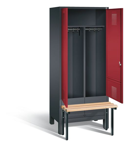 C+P Schwarz-Weiss-Spind Evolo, H1850xB810xT815mm, Farbe: Schwarzgrau / Rubinrot, 48032-22 S10079