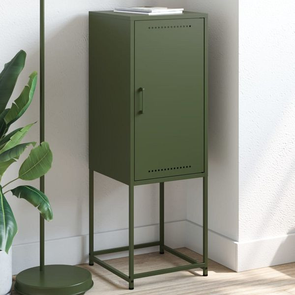 vidaXL Highboard Olivgrün 36x39x107 cm Stahl, 846534, 8721102634178