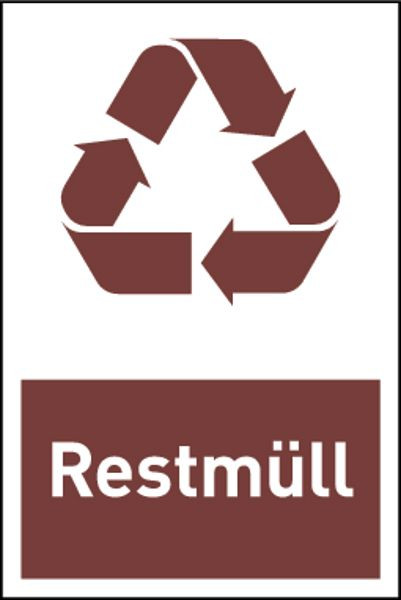 Schilder Klar Design-Recyclingschild: Restmüll, 100x150 mm Folie selbstklebend, 6670/60