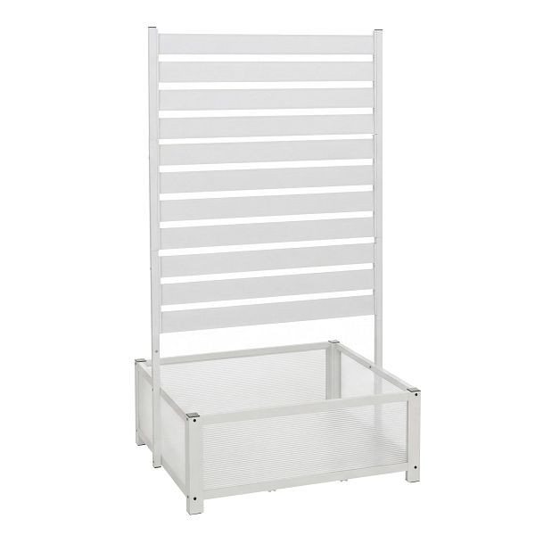 Mendler Aluminium Beet mit Rankgitter HWC-P97, Blumenkasten Pflanzkübel Spalier, 158x90x75cm, weiß, 120574