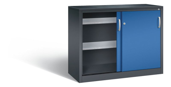 C+P Schiebetürenschrank Acurado, H1000xB1200xT500mm, Farbe: Schwarzgrau / Enzianblau, Bügelgriff, 2056-09 S10090
