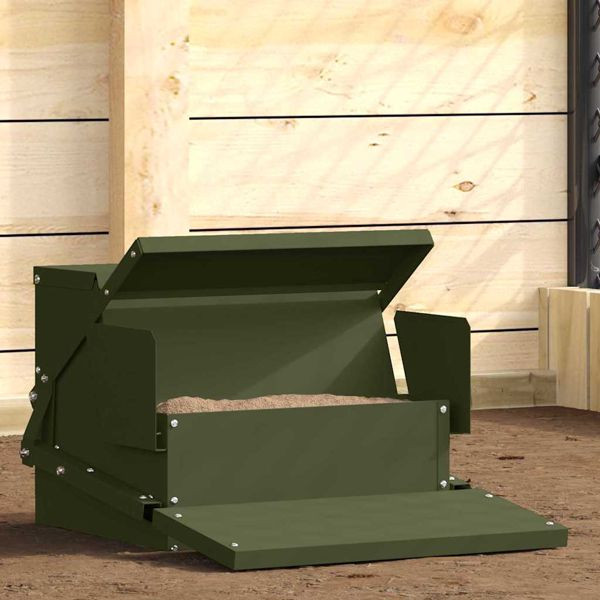 vidaXL Hühnertretfeeder Olive Grün 50 x 40 x 29 cm Kaltgewalzter Stahl, 874700
