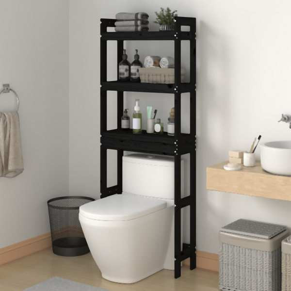 vidaXL Toilettenregal Schwarz 63x26x171 cm Massivholz Kiefer, 824662