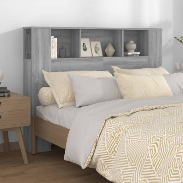 vidaXL Kopfteil mit Ablagen Grau Sonoma 140x18,5x104,5 cm, 817271