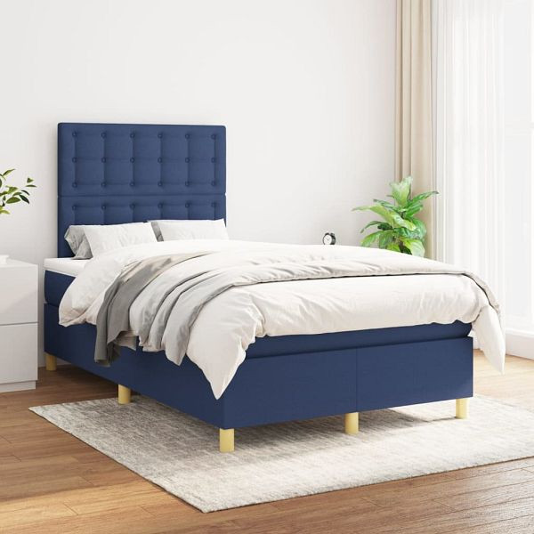 vidaXL Boxspringbett mit Matratze Blau 120x200 cm Stoff, 3142647