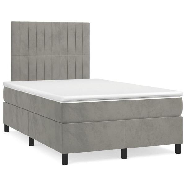 vidaXL Boxspringbett mit Matratze Hellgrau 120x190 cm Samt, 3270007