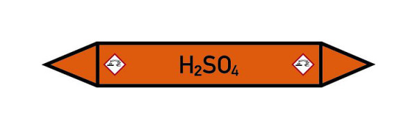 Schilder Klar Rohrleitungskennzeichen H2SO4, 100x15 mm Folie selbstklebend, 101586/30