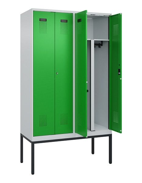 C+P PSA Doppel-Spind Evolo PLUS, Gestell, 4 Abteile, 2120x1200x500mm, 7035/6037, Zylinderschloss, 0490327-40P S10038