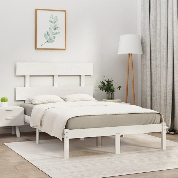 vidaXL Massivholzbett Weiß 120x200 cm, 3104669, 8720287034193