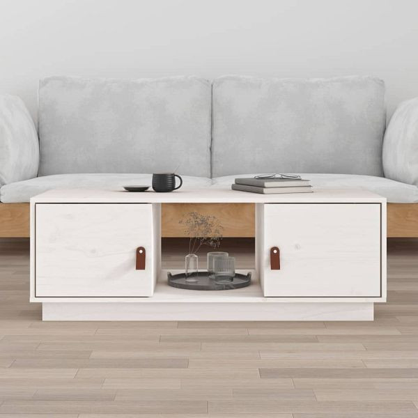 vidaXL Couchtisch Weiß 100x50x35 cm Massivholz Kiefer, 818266