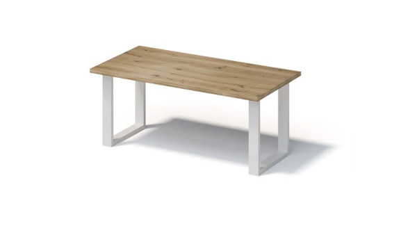 Bisley Fortis Table Regular, 1800 x 900 mm, gerade Kante, geölte Oberfläche, O-Gestell, Oberfläche: natürlich / Gestellfarbe: verkehrsweiß, F1809OP396