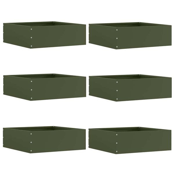 vidaXL Raseneinfassung 6 pcs Olive Grün 40 x 40 x 13 cm Stahl, 874709