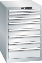 LISTA Schubladenschrank 27x36E (BxTxH) 564x725x850mm KEY Lock, Lichtgrau, Schubladen: 8, 14.403.020