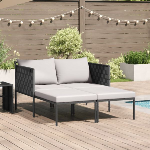 vidaXL Sonnenliege mit Kissen für 2 Personen Anthrazit 115x153x69,5 cm Stahl, 42004134