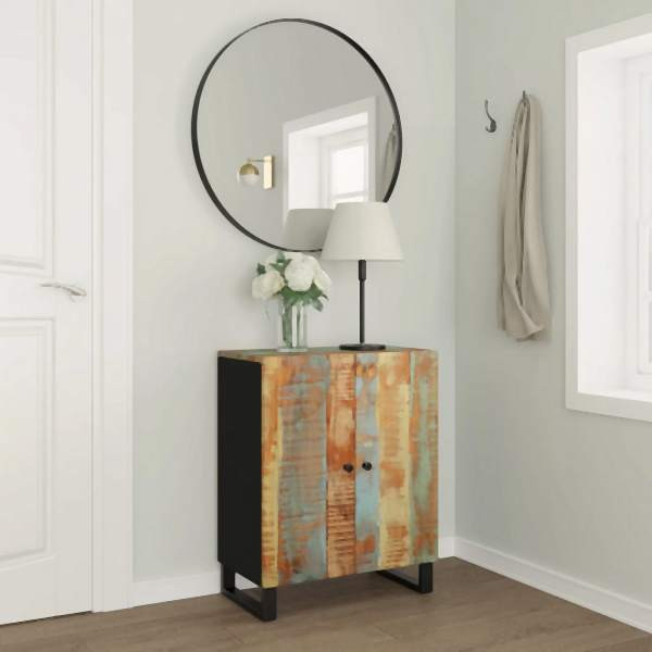 vidaXL Sideboard 60x33x75 cm Altholz Massiv, Schwarz, 345228