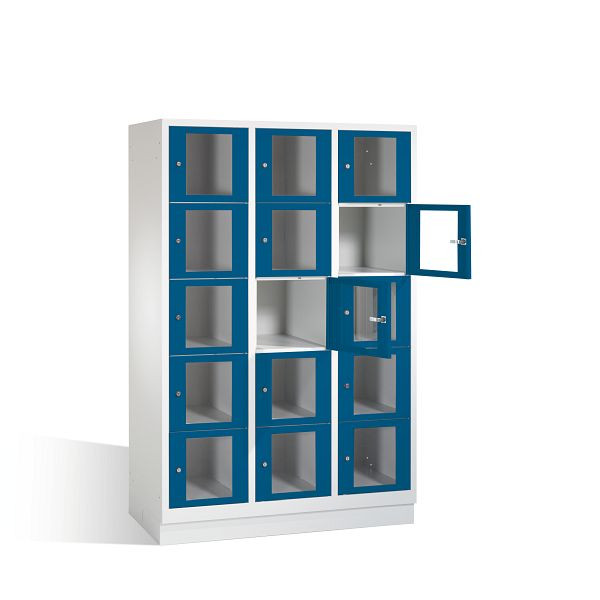 C+P Schließfachschrank Classic, H1800xB1200xT500mm, Farbe: Lichtgrau / Enzianblau, 8020A325 S10002