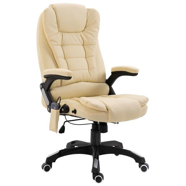 vidaXL Massage-Bürostuhl Creme Kunstleder, 20238, 8719883568621