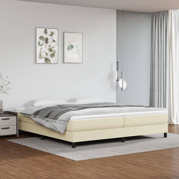 vidaXL Boxspringbett mit Matratze Creme 200x200 cm Kunstleder, 3144281