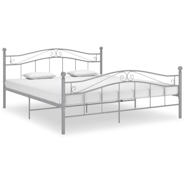 vidaXL Bett Grau Metall 200x200 cm, komfortabel, 325008