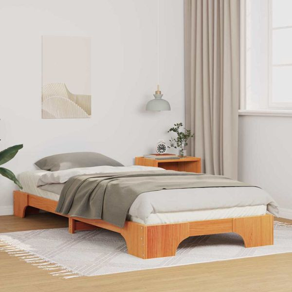 vidaXL Bodenbettgestell mit Speicher Braun 80 x 220 cm Holz, 872913