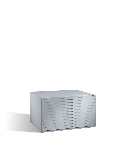 C+P Flachablageschrank Serie 7100_7200, H760xB1350xT960mm, Farbe: Weißaluminium, Bügelgriff, 7201-000 S10190