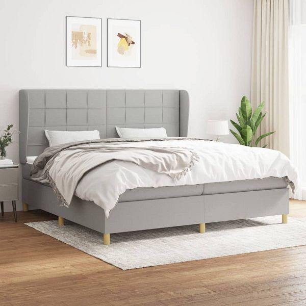 vidaXL Boxspringbett mit Matratze Hellgrau 200x200 cm Stoff, 3128549