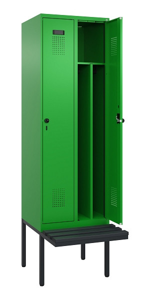 C+P Spind Evolo PLUS, 2 Abteile, 2120x600x815mm, 6037/6037, Drehriegel, Material Sitzfläche Kunststoff, 0490407-20F S10080