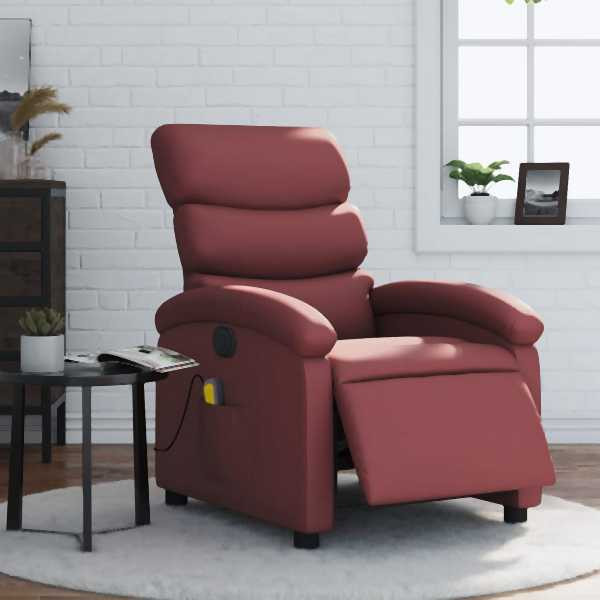 vidaXL Massagesessel Elektrisch Weinrot Kunstleder, 3204037