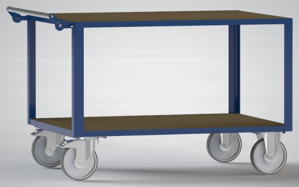 KLW Tischwagen mit 2 Ladeflächen, Sperrholz, 1150x710x840mm, Ladefläche 1000x700mm, Lenkrollen Ø 200mm, Tragfähigkeit 500 kg, 8604-6015L-2C12