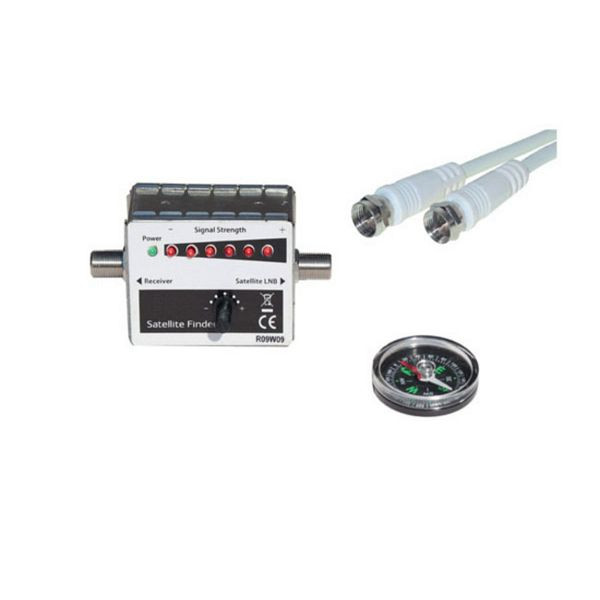 shiverpeaks BASIC-S, SAT - Finder, 1 LED mit Signalton, und Kabel 0,2 m, inkl. Kompass, BS86370-4SET