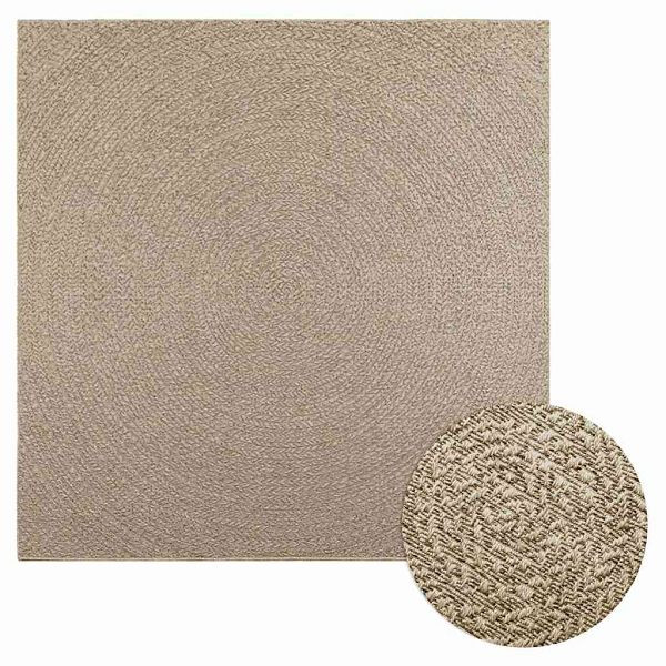 vidaXL Teppich ZIZUR Beige 200x200 cm Jute-Optik Indoor und Outdoor, 4010410