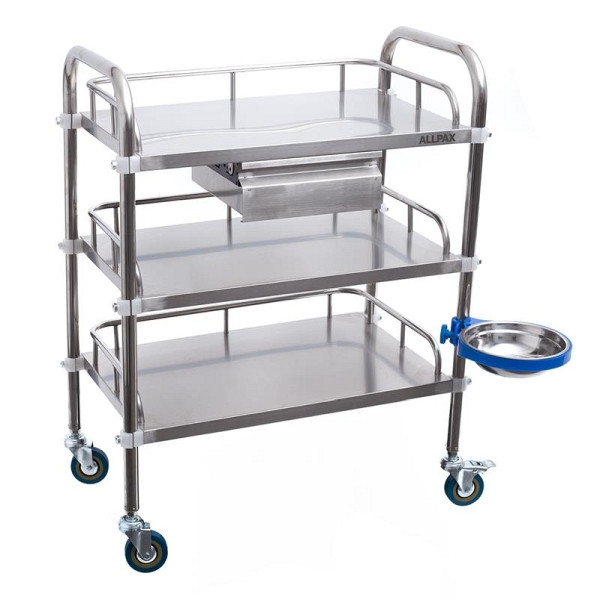 ALLPAX Laborwagen mit 3 Ablagen und Schublade 60 x 40 x 86 cm, 10022451