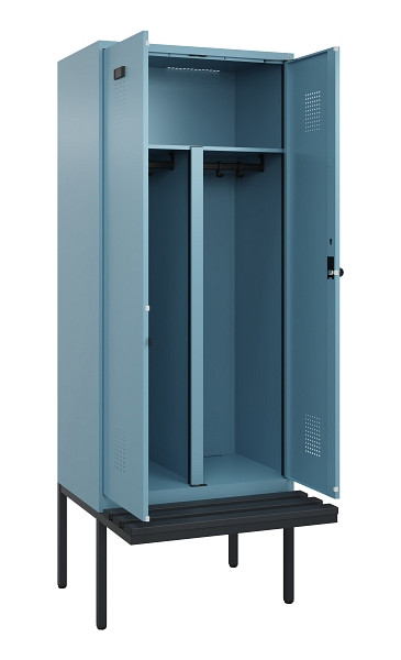 C+P PSA Doppel-Spind Evolo PLUS, Bank, 2 Abteile, 2120x800x815mm, 0010/0010, Drehriegel, Material Sitzfläche Kunststoff, 0490427-22P S10075