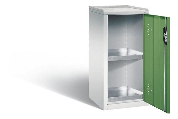 C+P Umweltschrank Acurado, H1000xB502xT500mm, Farbe: Lichtgrau / Resedagrün, Muldengriff, 8721-315 S10140