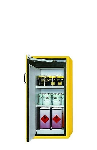 asecos Sicherheitsschrank S-CLASSIC-90, S90.129.060.WDAS in sicherheitsgelb RAL 1004 mit 2x Fachboden (Stahlblech), 30239-002-30277