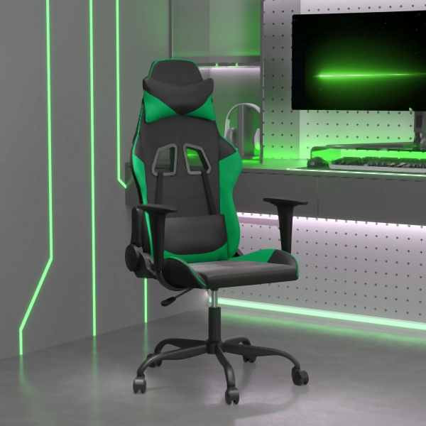 vidaXL Gaming-Stuhl Schwarz und Grün Kunstleder, 3143644