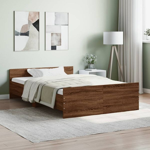 vidaXL Bettgestell mit Kopf- und Fußteil Braun Eiche-Optik 120x190 cm, 3203781