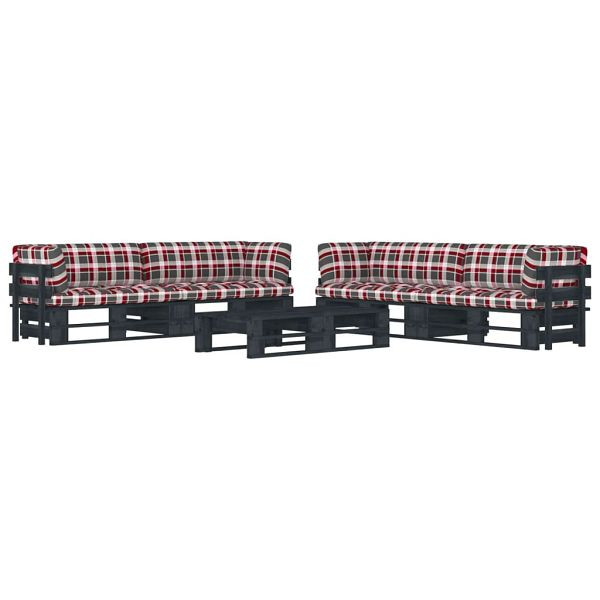 vidaXL 6-tlg. Paletten-Lounge-Set Schwarz Imprägniertes Kiefernholz, 3067021