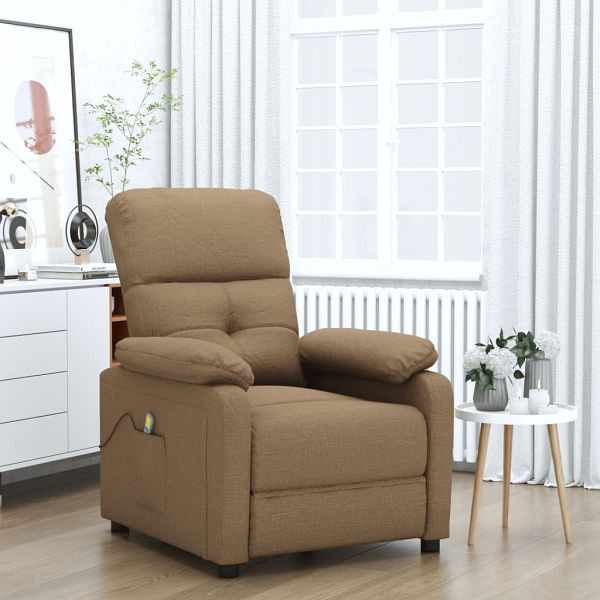 vidaXL Massagesessel Braun Stoff, 289676, 8719883990194