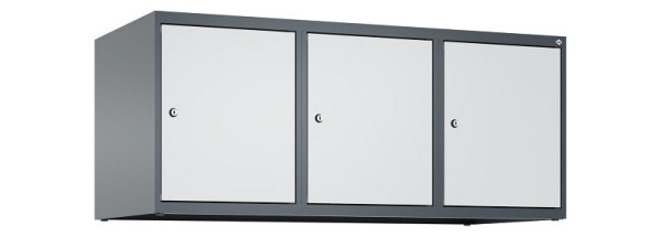 C+P Schrankaufsatz Classic PLUS, Aufsatzschrank, 7016/7035, Zylinderschlösser, 500x1200x500mm, 3 Abteile, 080090-32 S10028