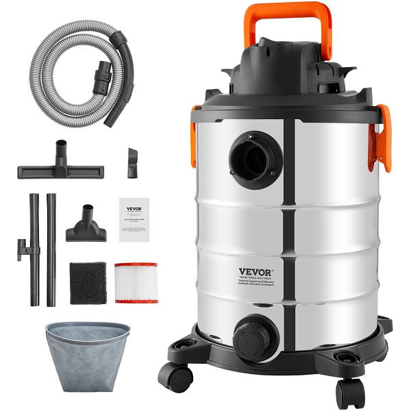 VEVOR Nass-Trockensauger Staubsauger Industriesauger 30L 6PS 1200W Silber, SYGSZKXCQ30L2G7A8V2