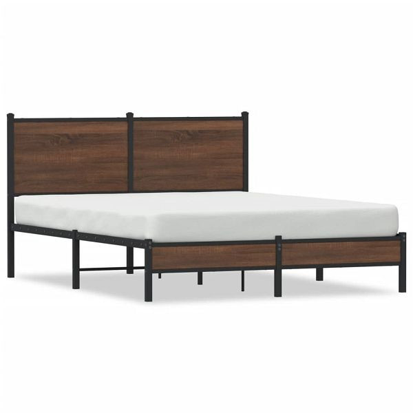 vidaXL Bettgestell mit Kopfteil Metall Braun Eichen-Optik 140x200 cm, 4007923