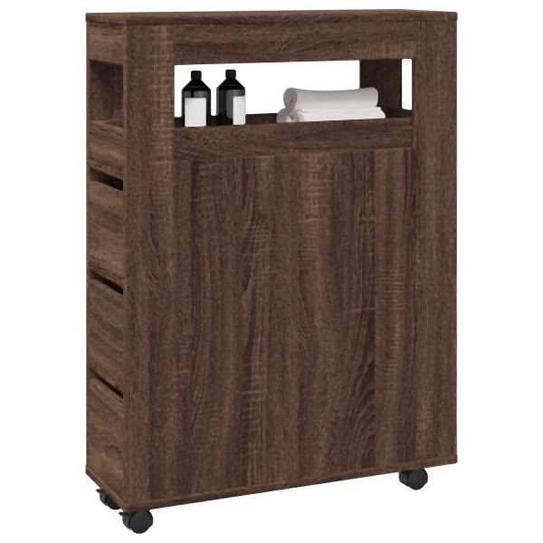 vidaXL Badschrank Schmal mit Rollen Eichen-Optik Holzwerkstoff, 855274