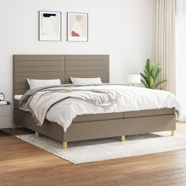 vidaXL Boxspringbett mit Matratze Taupe 200x200 cm Stoff, 3142445