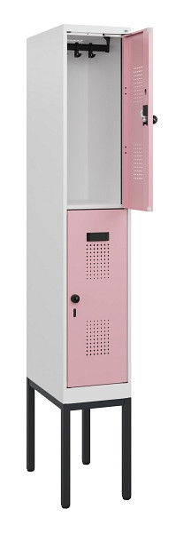 C+P Doppelstock-Spind Evolo PLUS, Gestell, 2 Fächer, 1950x300x500mm, 9016/3015, Drehriegel, 0493305-10 S10019