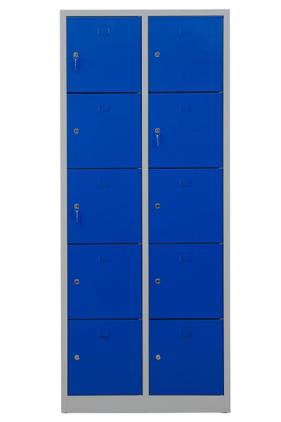 Gürkan Schließfächer, 45 x 80 x 190 cm, Lichtgrau, Enzianblau, EU Zylinderschloss, SHC.10, 106956