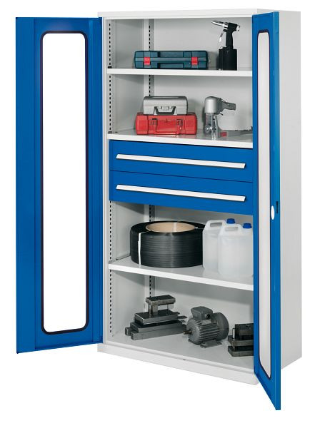 Kappes Schwerlastschrank ohne Mitteltrennwand, 1950 x 1000 x 600 mm, Mod 42, RAL7035/5010, Sichtfenstertür, 1462.04.5016