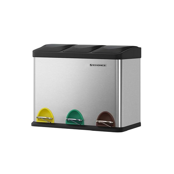 SONGMICS Großer Mülltrenner 45 Liter (3 x 15 L), LTB45L