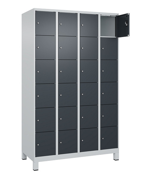 C+P Schließfachschrank Evolo PLUS, mit Füßen, 24 Fächer, 1950x1200x500mm, 7035/7016 Anthrazitgrau, 049010-406 S10012