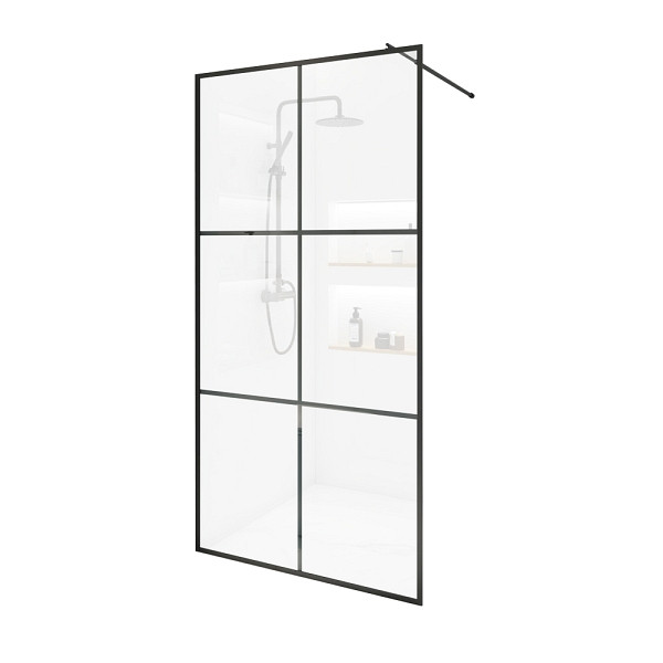 HOME DELUXE Duschabtrennung BAKI Schwarz 2 Raster - 120 x 200 cm, 49831